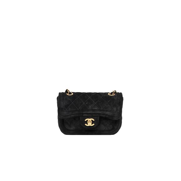 CHANEL Mini Black Suede Flap Bag C-A36443 - Picture 1 of 8